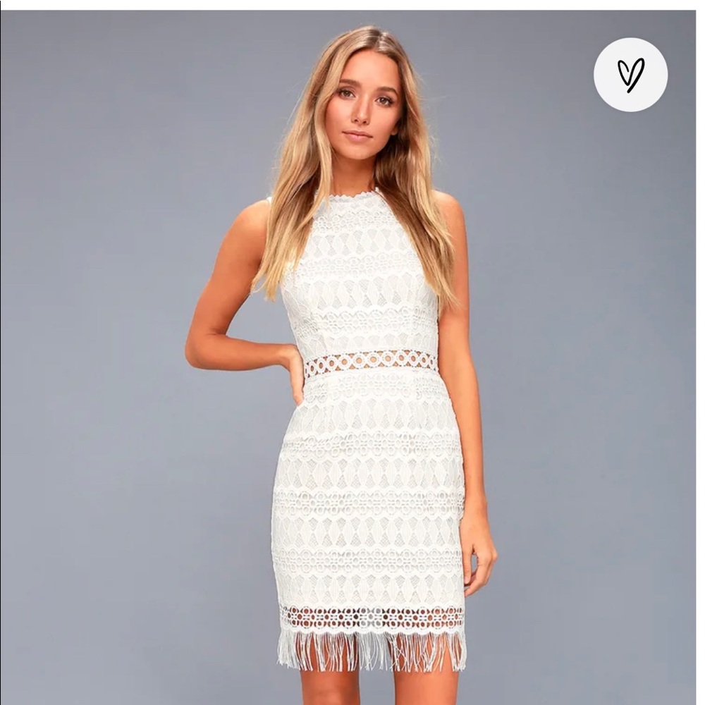Lulu’s Kenna White Crochet Lace Sleeveless Dress